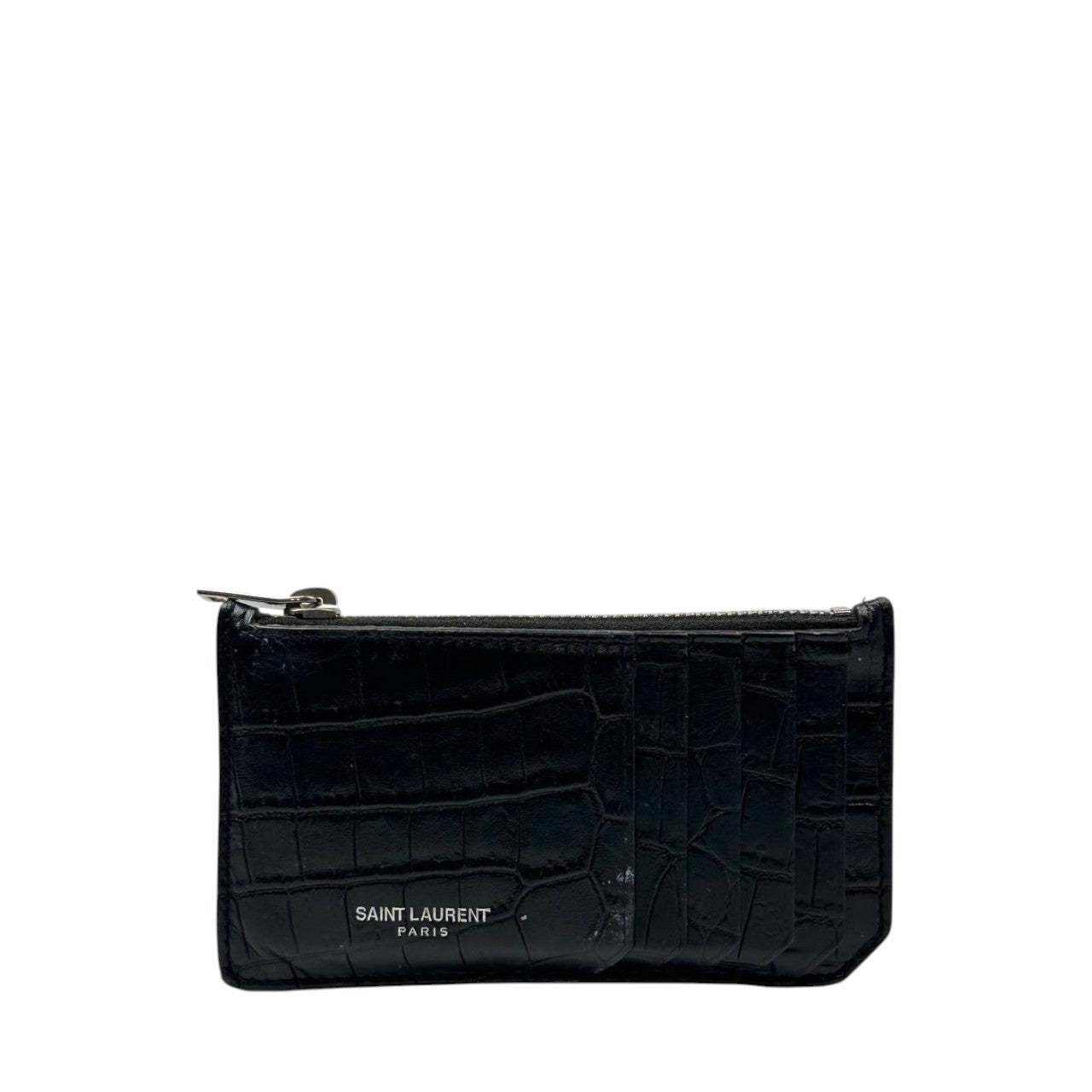 YSL Card Holder Croc Embossed
