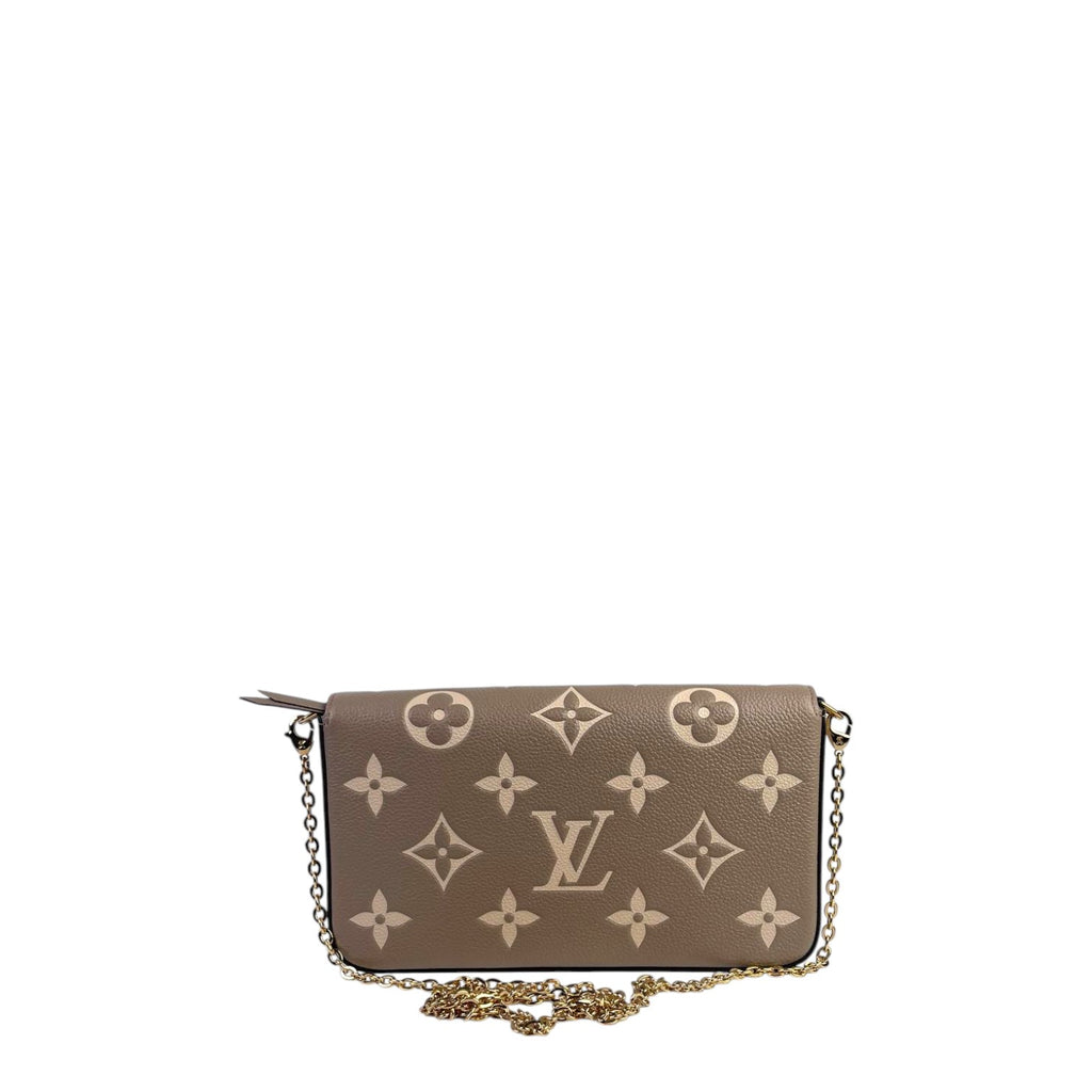 LV Felicie Pochette Leather Tourterelle / Crème
