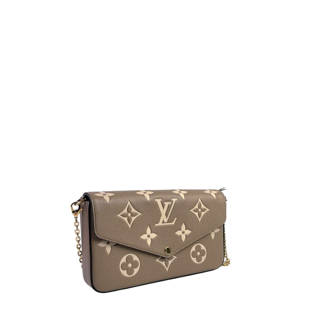 LV Felicie Pochette Leather Tourterelle / Crème