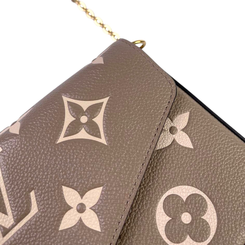 LV Felicie Pochette Leather Tourterelle / Crème