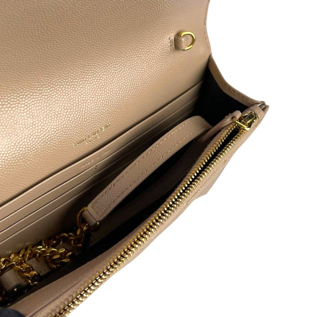 Saint Laurent Paris Cassandra Leather Chain Wallet