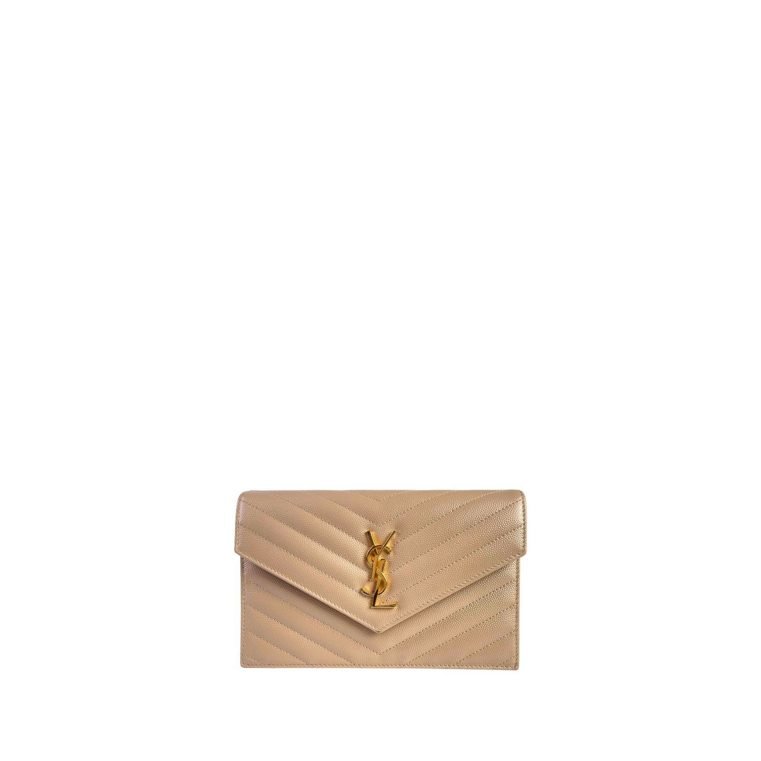 Saint Laurent Paris Cassandra Leather Chain Wallet
