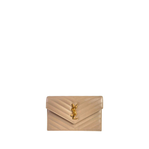 Saint Laurent Paris Cassandra Leather Chain Wallet
