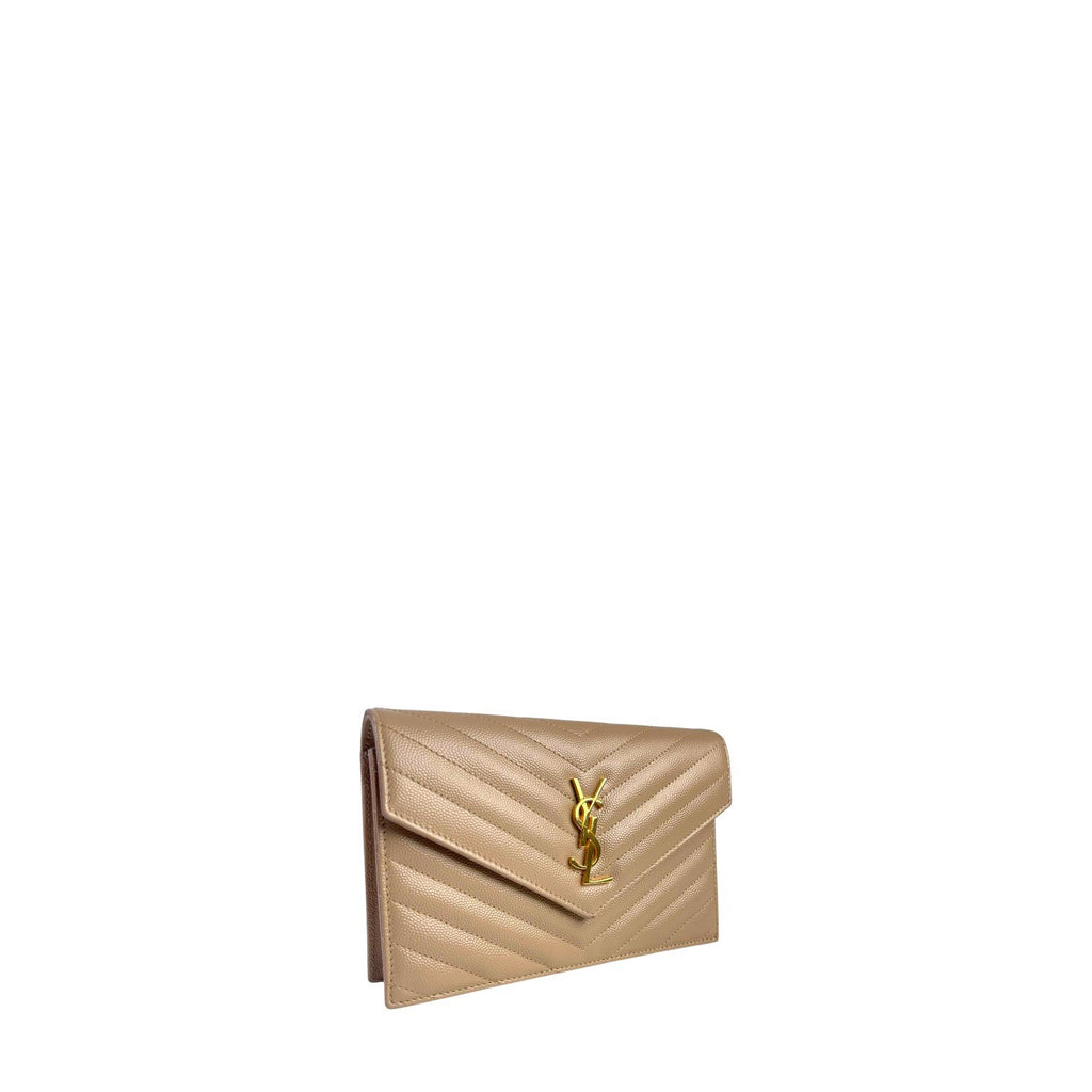 Saint Laurent Paris Cassandra Leather Chain Wallet
