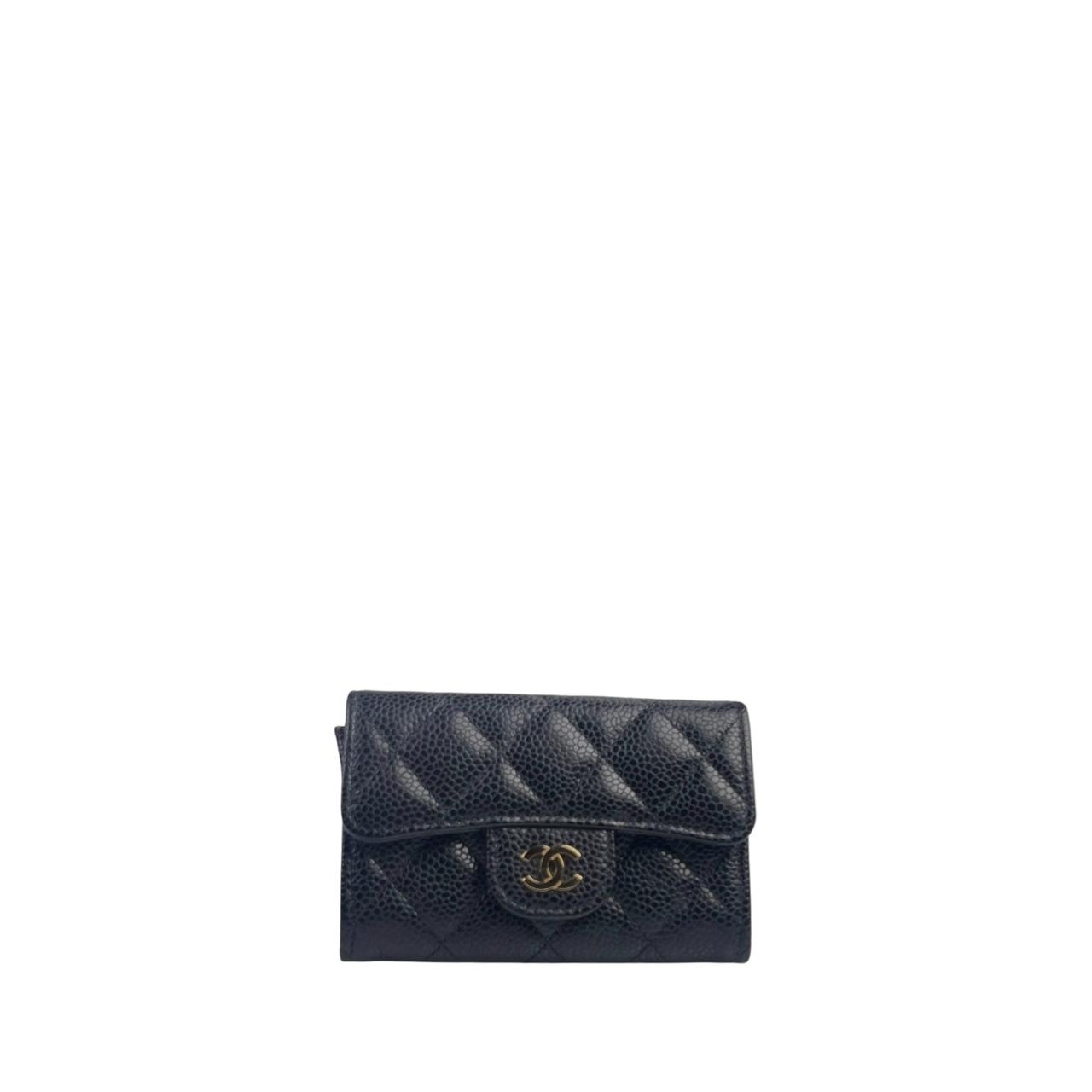 Chanel Card Case Black Caviar GHW