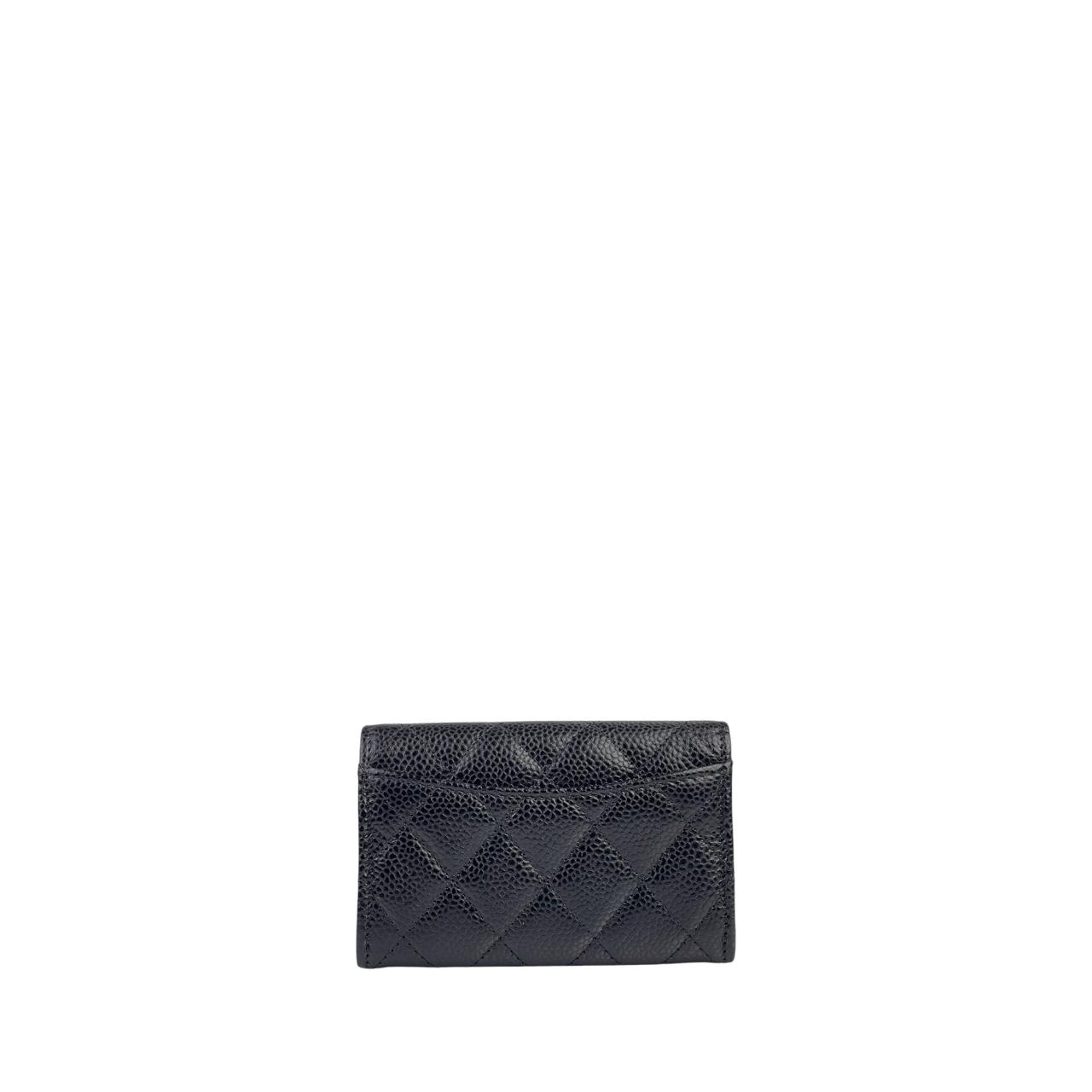 Chanel Card Case Black Caviar GHW