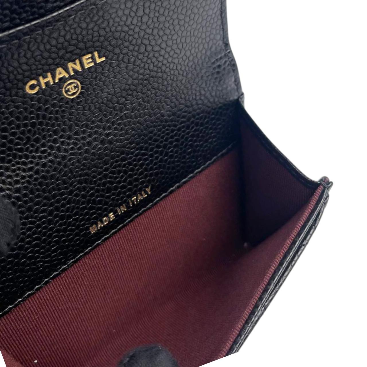 Chanel Card Case Black Caviar GHW