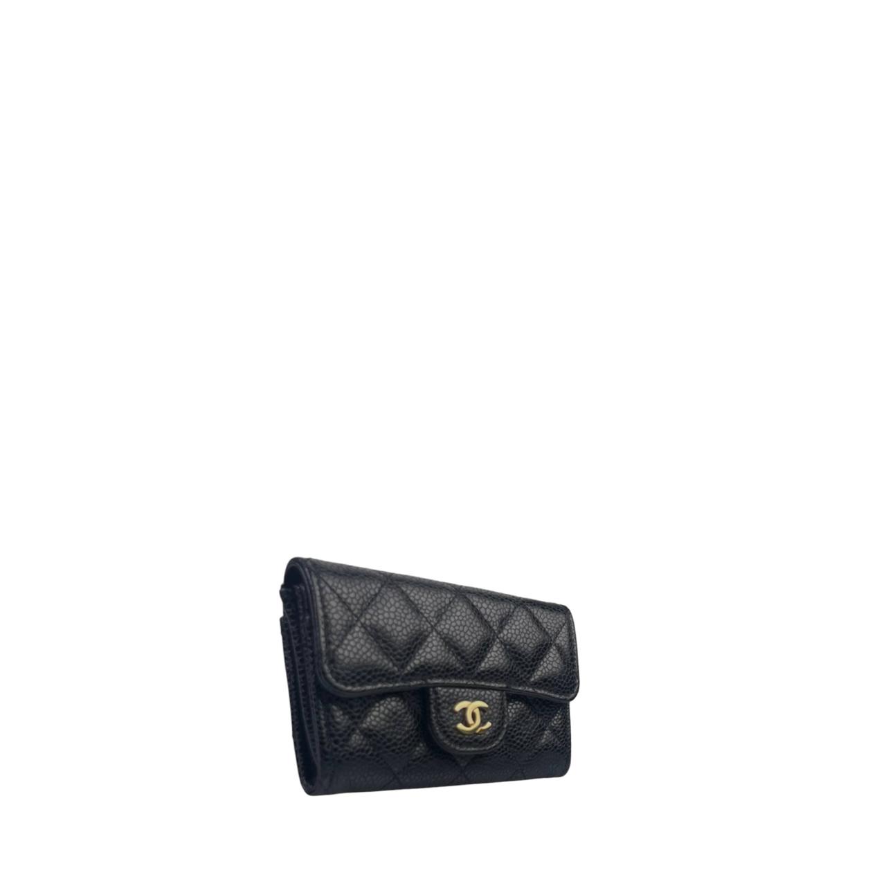 Chanel Card Case Black Caviar GHW