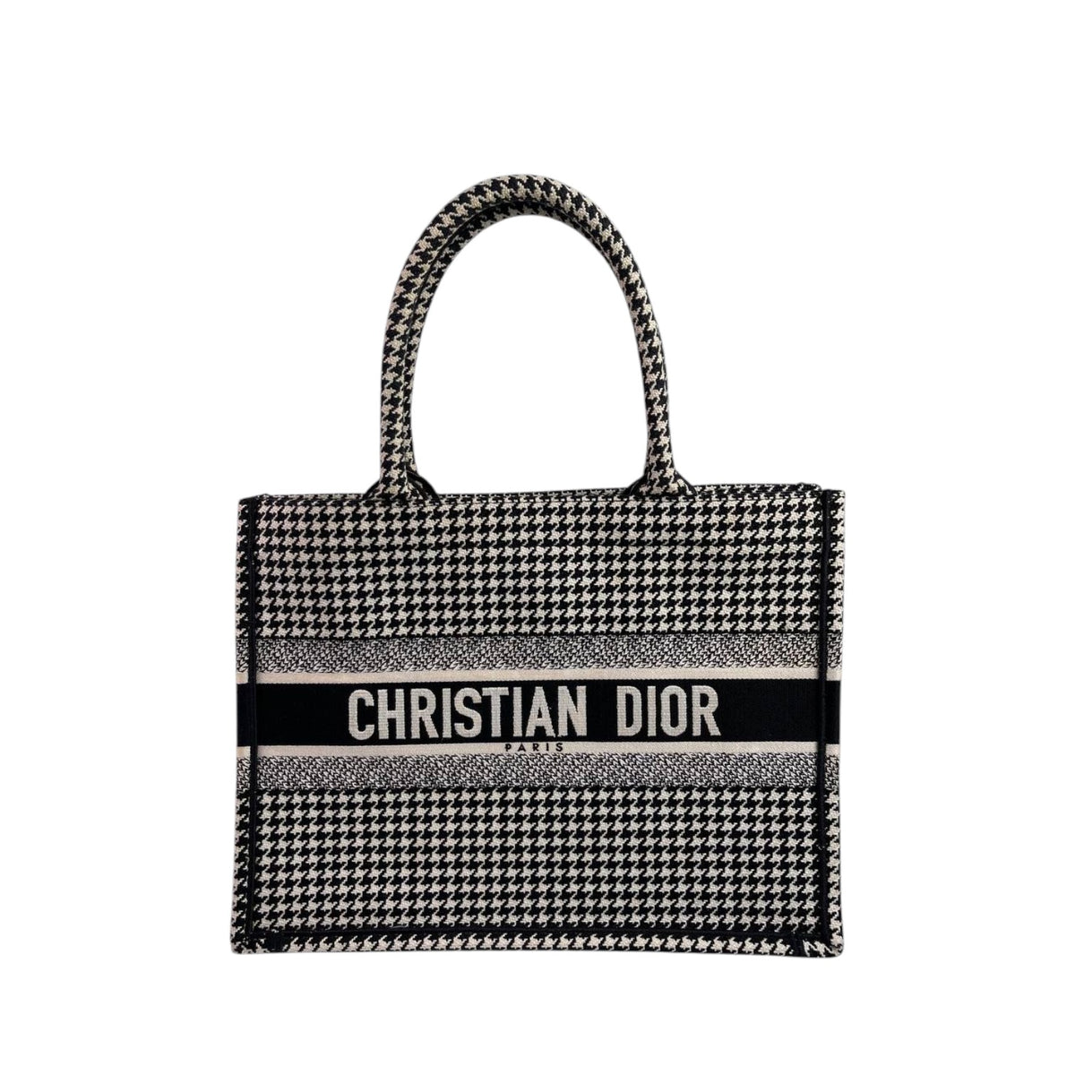 Christian Dior Houndstooth Embroidered Book Tote