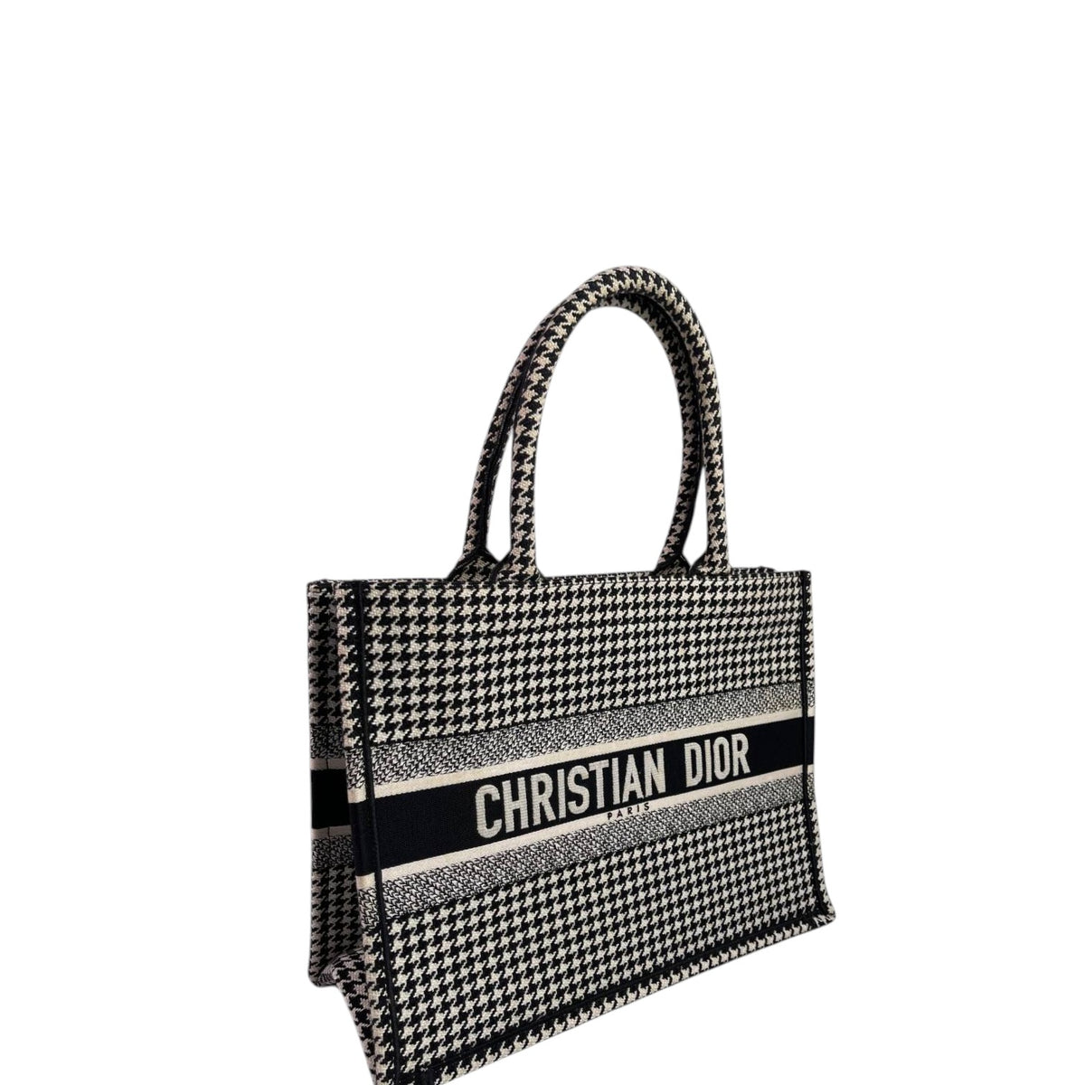 Christian Dior Houndstooth Embroidered Book Tote
