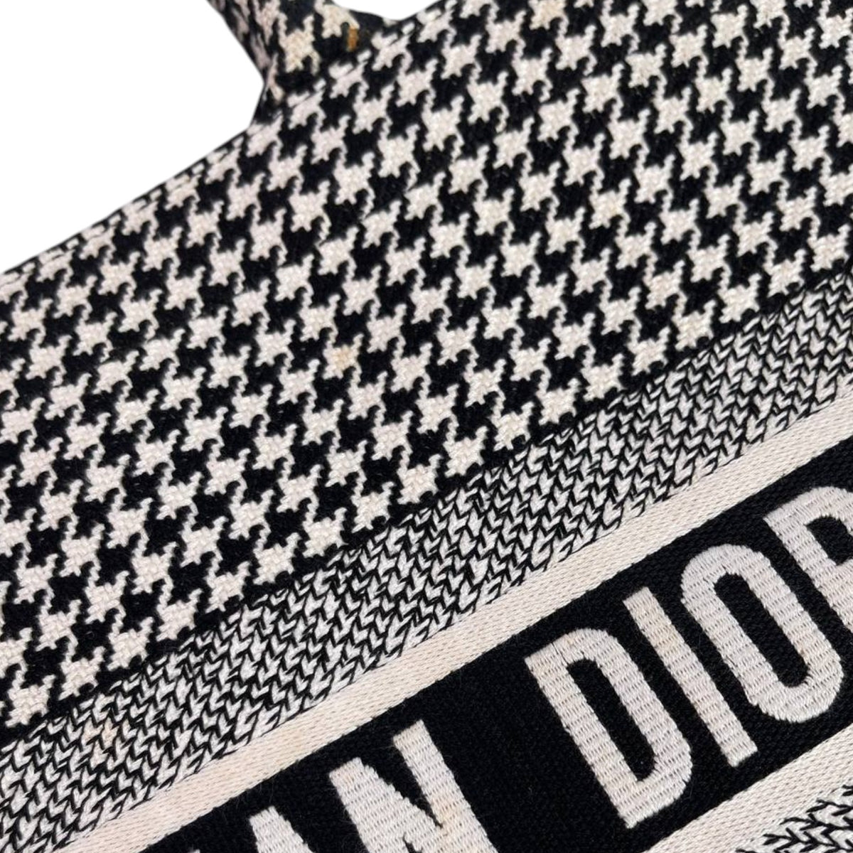 Christian Dior Houndstooth Embroidered Book Tote