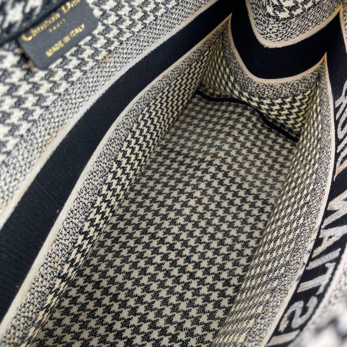 Christian Dior Houndstooth Embroidered Book Tote