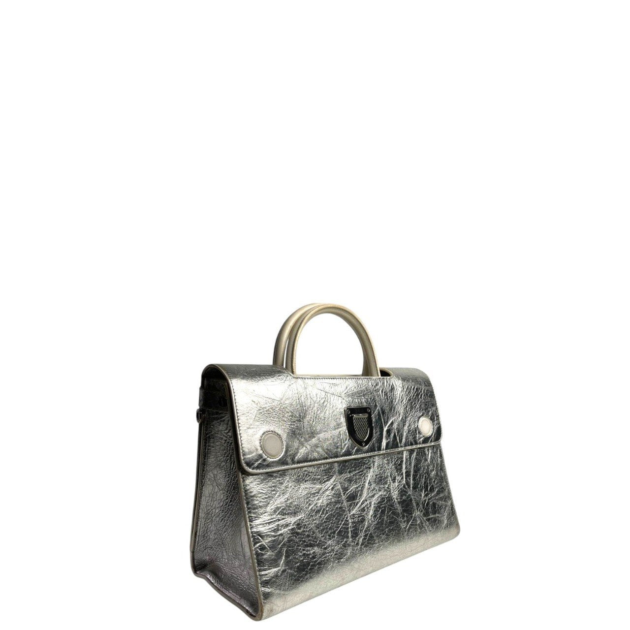 Dior Metallic Silver Crinkled Leather Medium Diorever