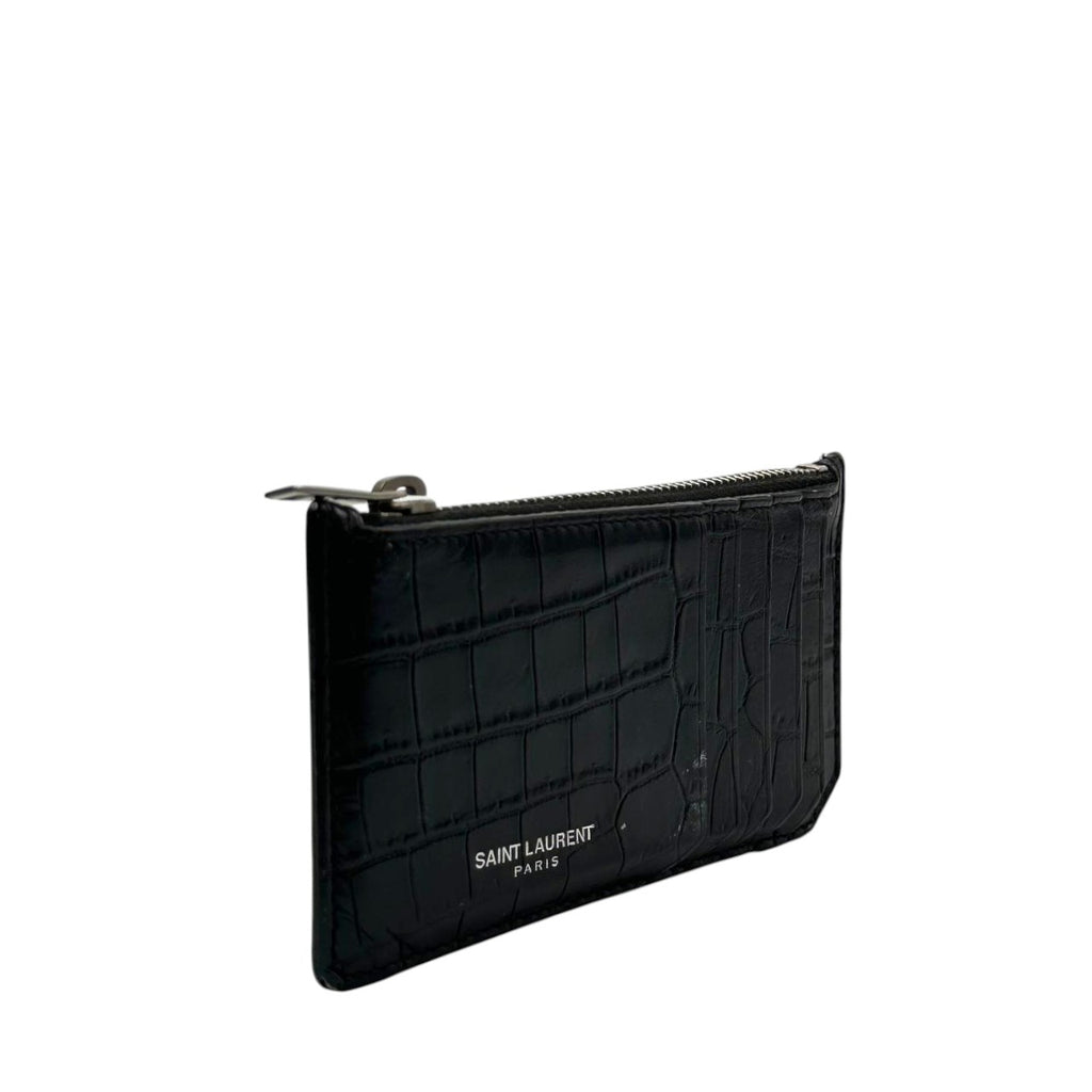 YSL Card Holder Croc Embossed