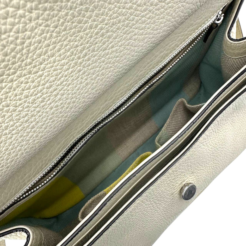 Gucci White Pebbled Leather