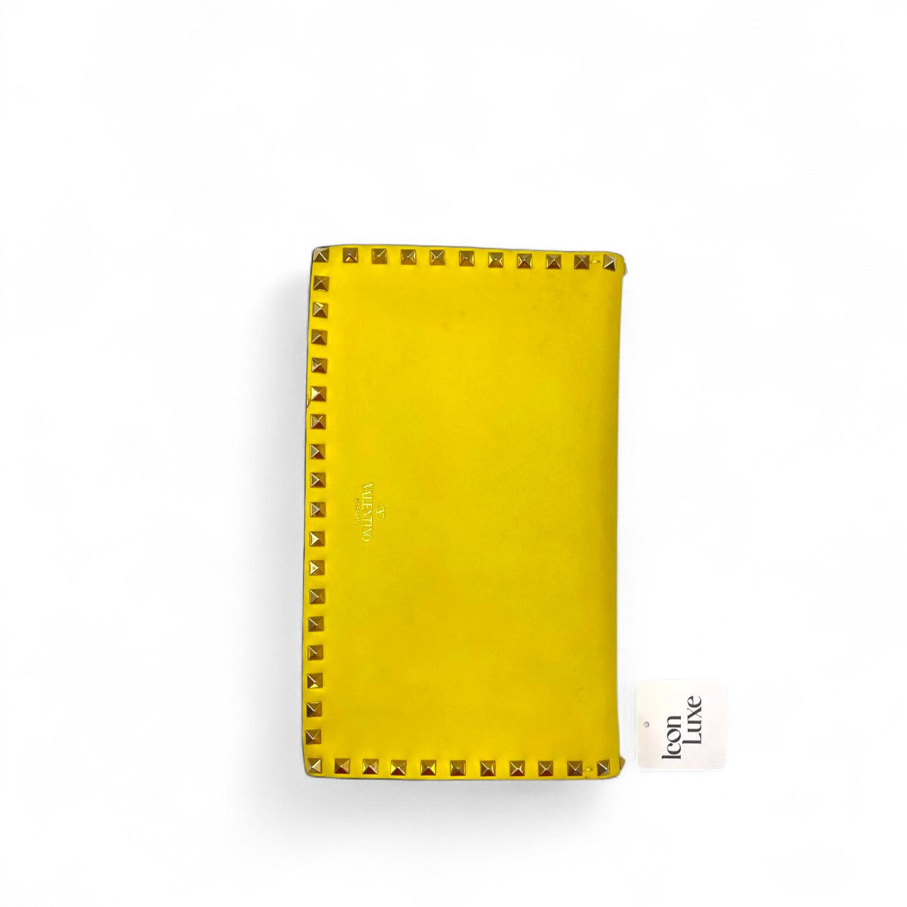 Valentino Leather Rockstud Wristlet Clutch In Yellow