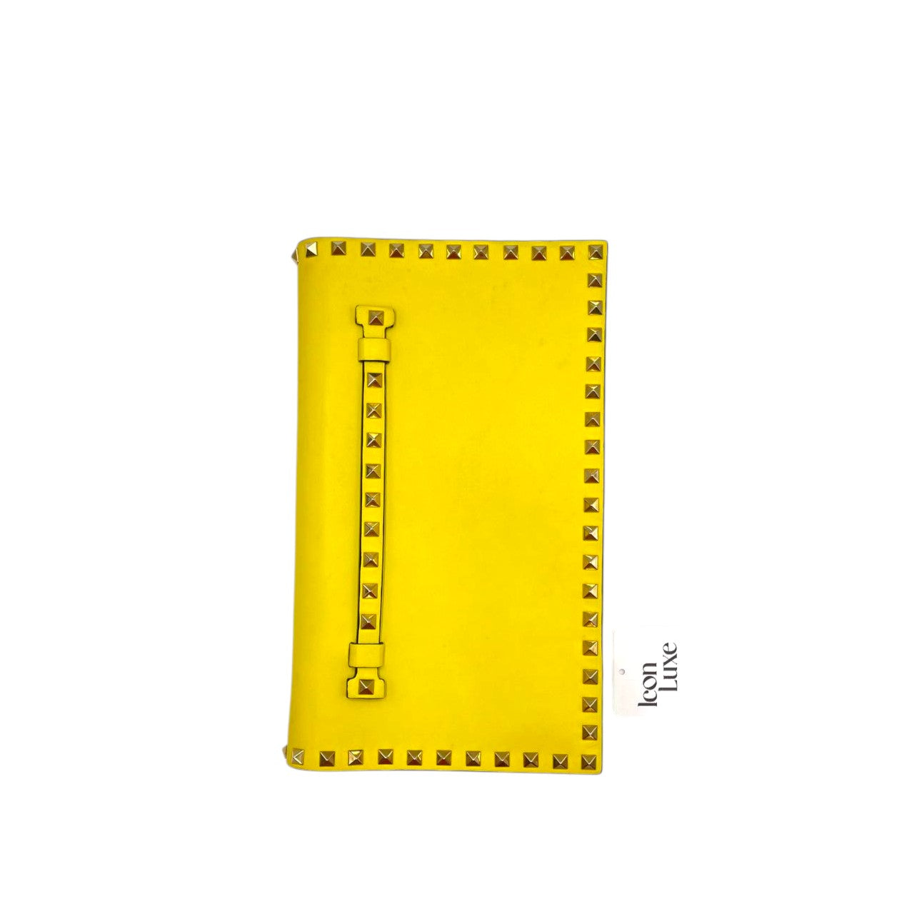 Valentino Leather Rockstud Wristlet Clutch In Yellow