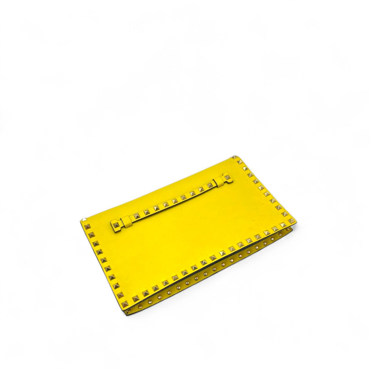 Valentino Leather Rockstud Wristlet Clutch In Yellow