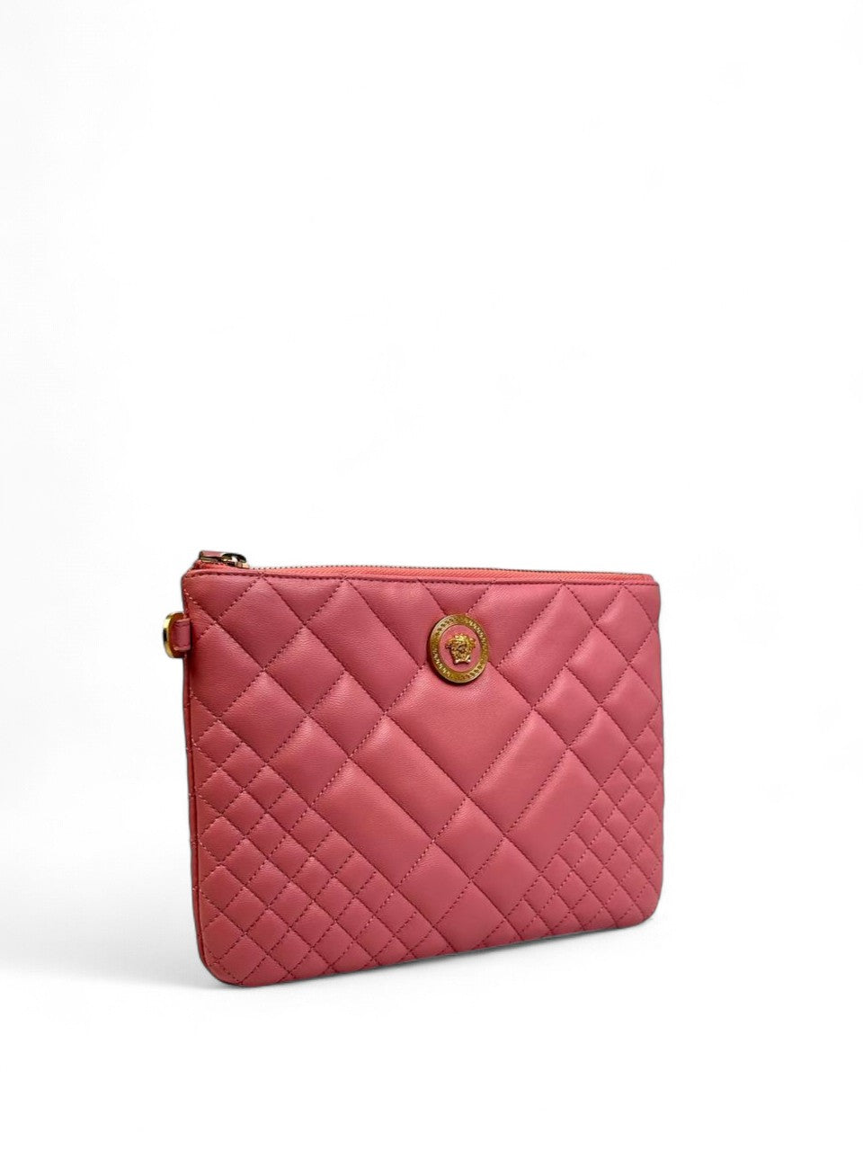 Versace Clutch Leather Quilted Pink