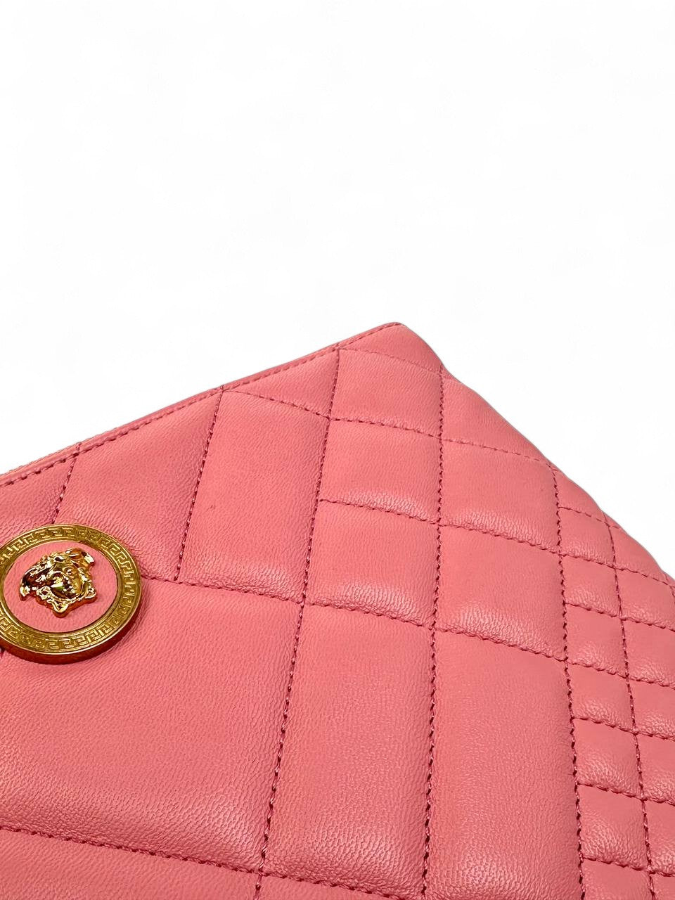 Versace Clutch Leather Quilted Pink