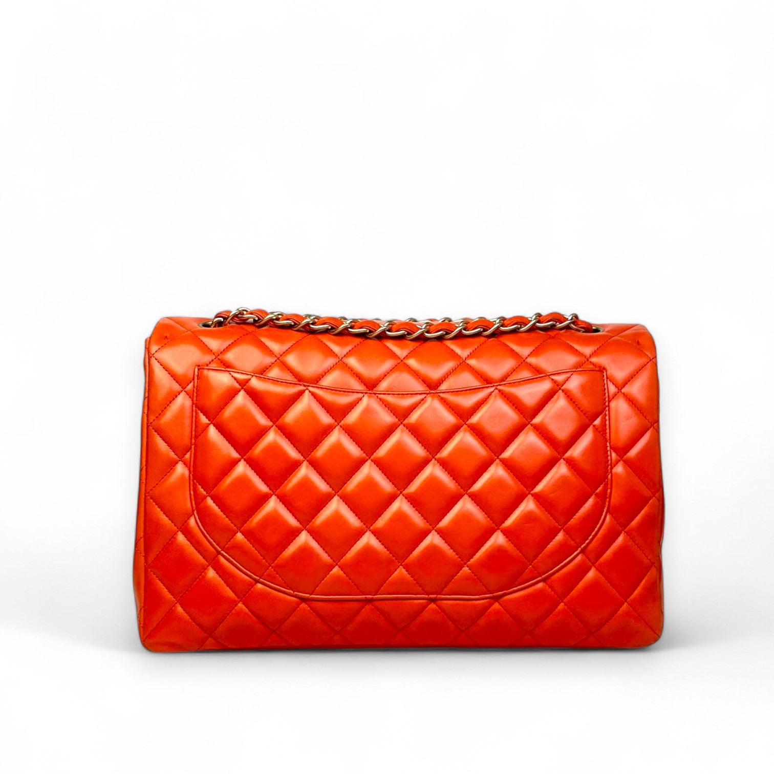 Chanel Classic Double Flap Bag Red Quilted Leather Maxi