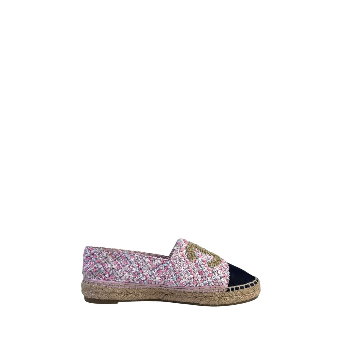 Chanel CC Cap Toe Tweed Espadrilles