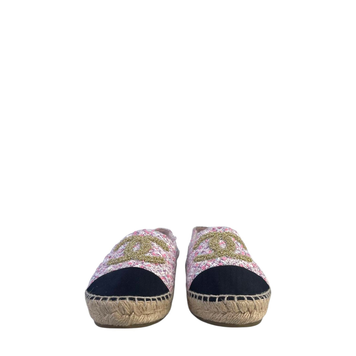 Chanel CC Cap Toe Tweed Espadrilles