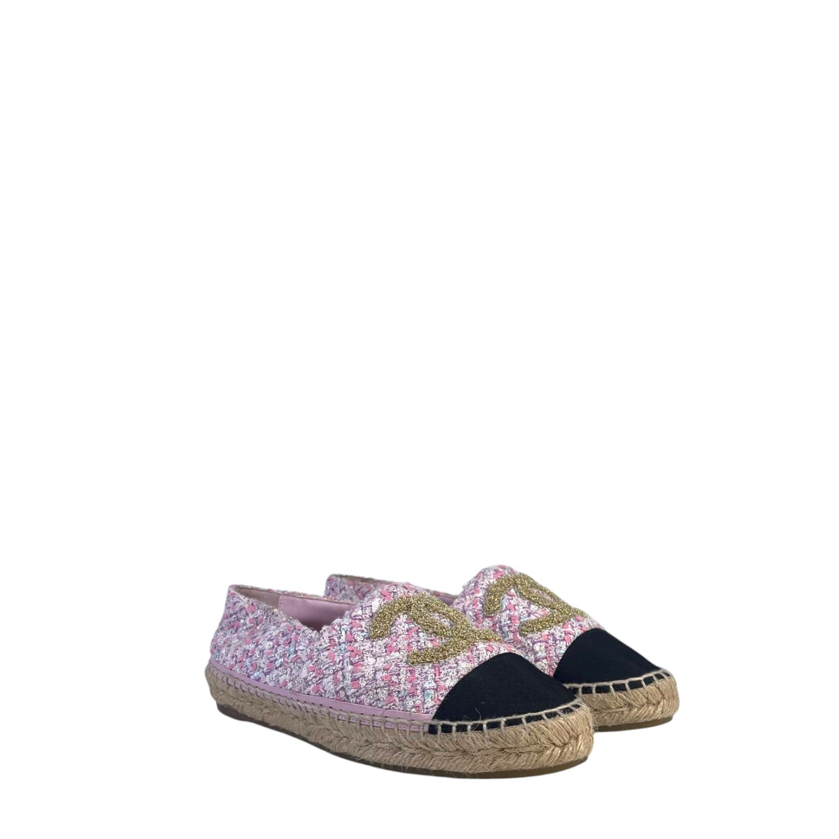 Chanel CC Cap Toe Tweed Espadrilles