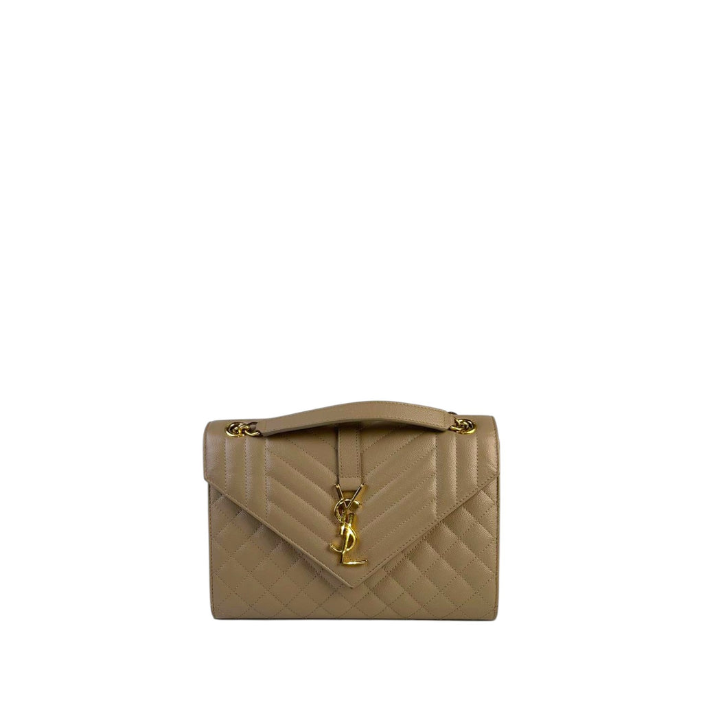 YSL Envelope Medium Beige GHW P6176