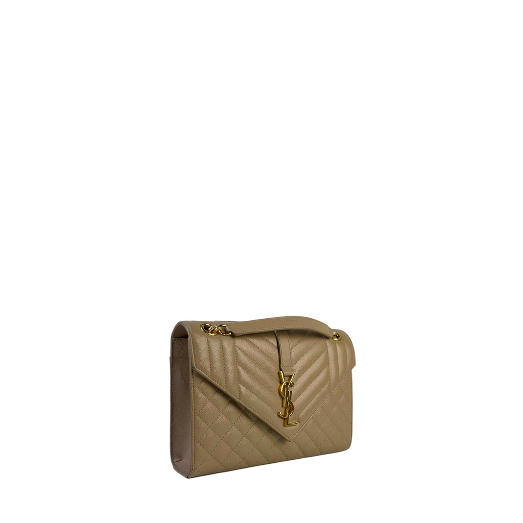 YSL Envelope Medium Beige GHW P6176