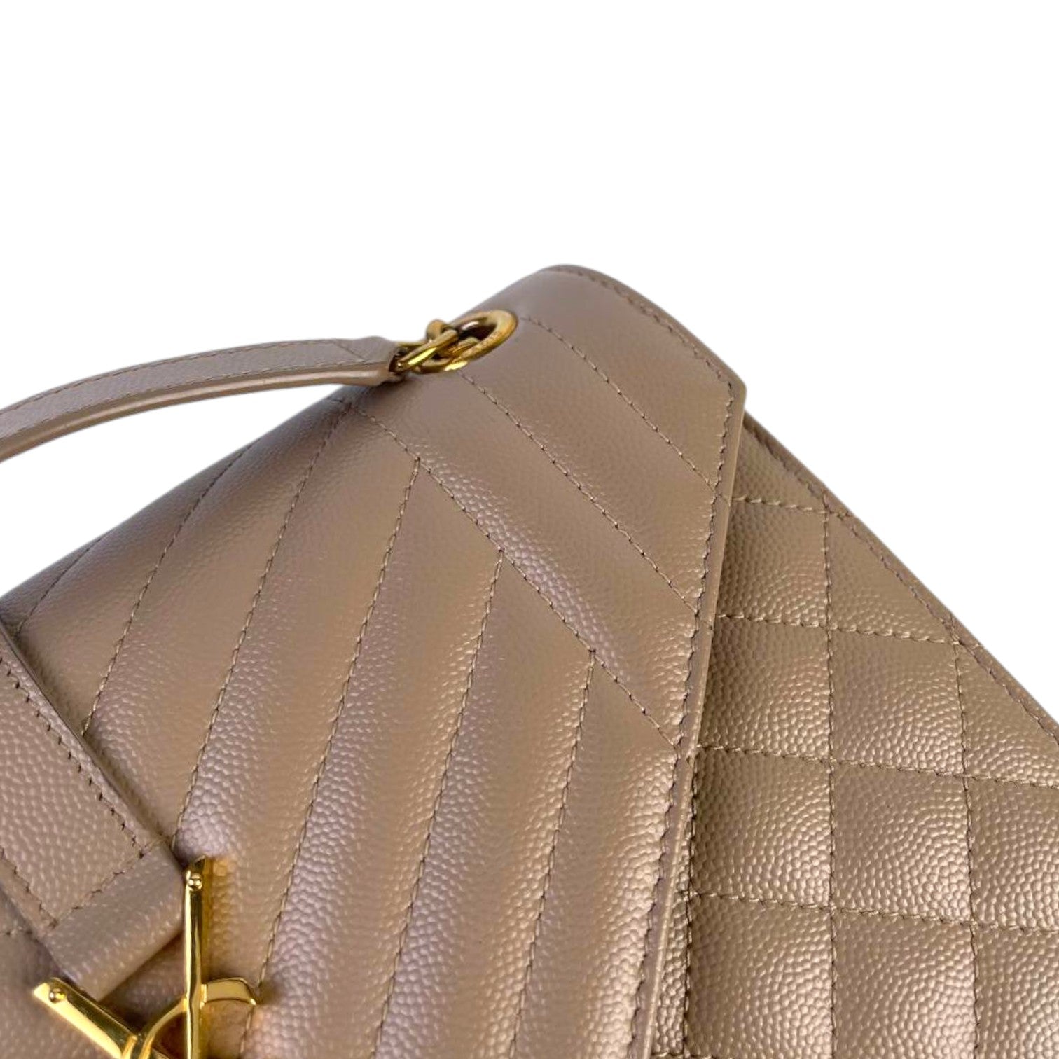 YSL Envelope Medium Beige GHW P6176