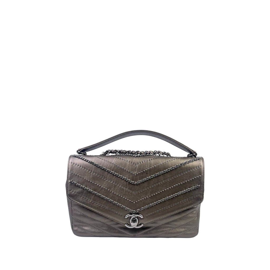 Chanel Chain Sequins Chevron Flap Bag