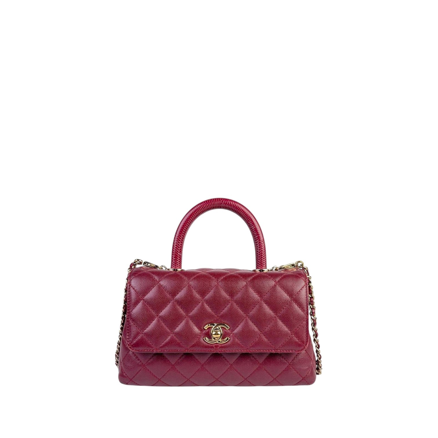 Chanel Burgundy Caviar Coco Handle Small