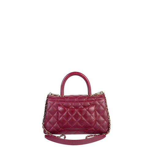 Chanel Burgundy Caviar Coco Handle Small
