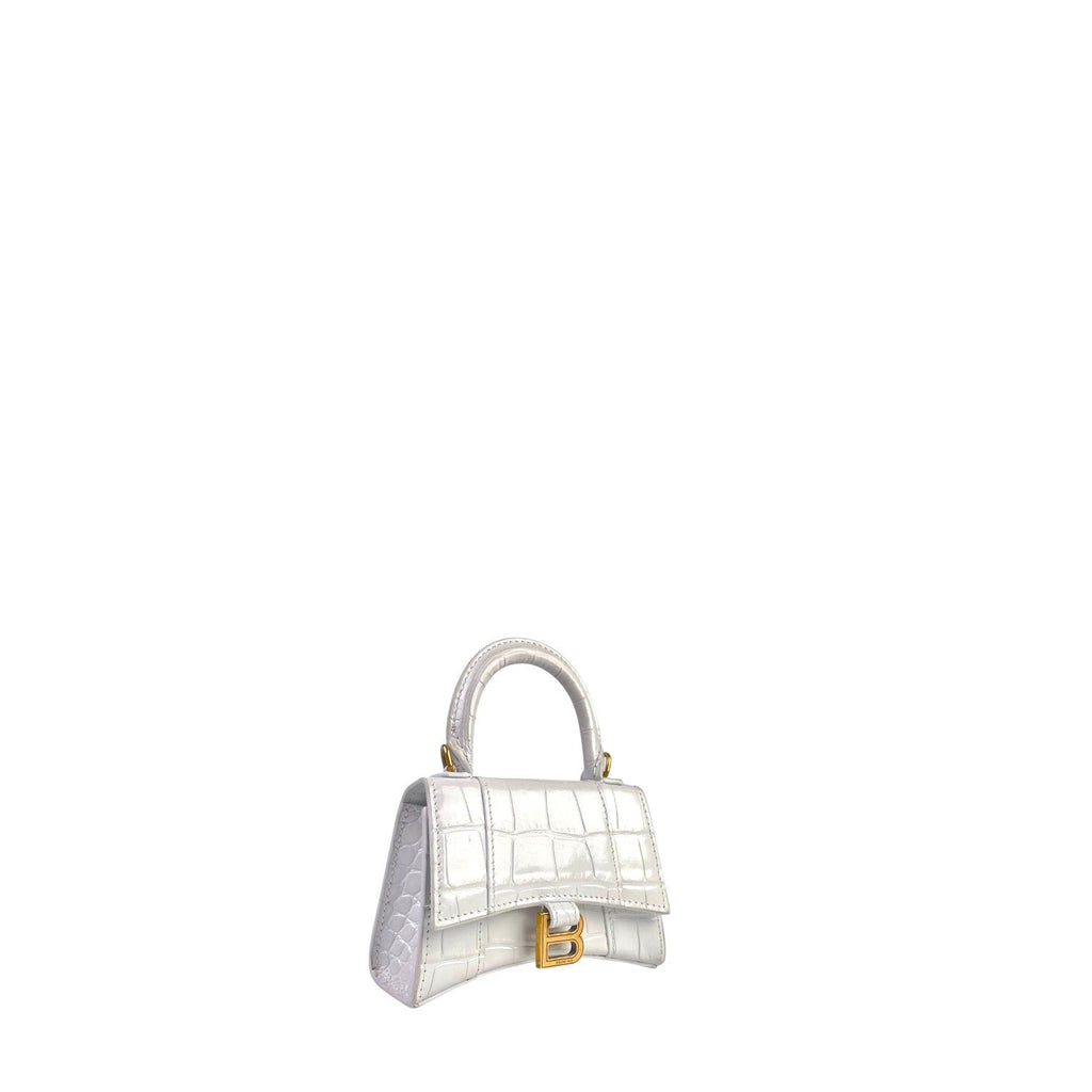 Balenciaga Hourglass Nano White Croc