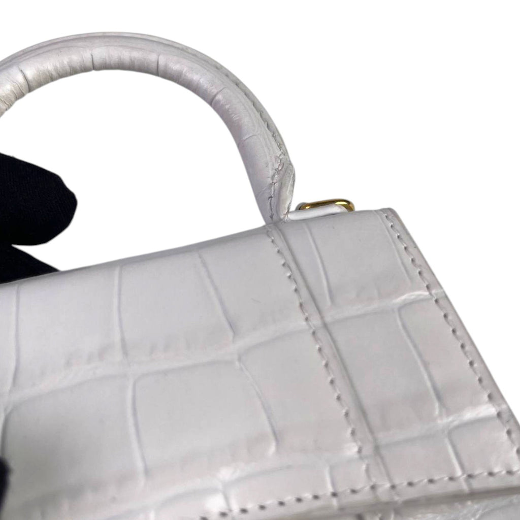 Balenciaga Hourglass Nano White Croc
