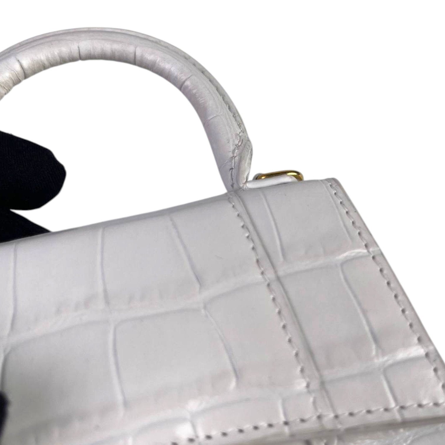Balenciaga Hourglass Nano White Croc