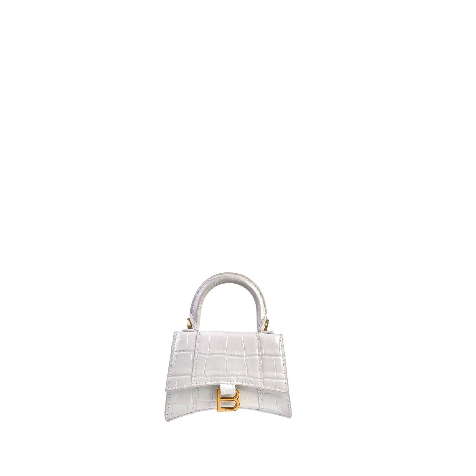Balenciaga Hourglass Nano White Croc
