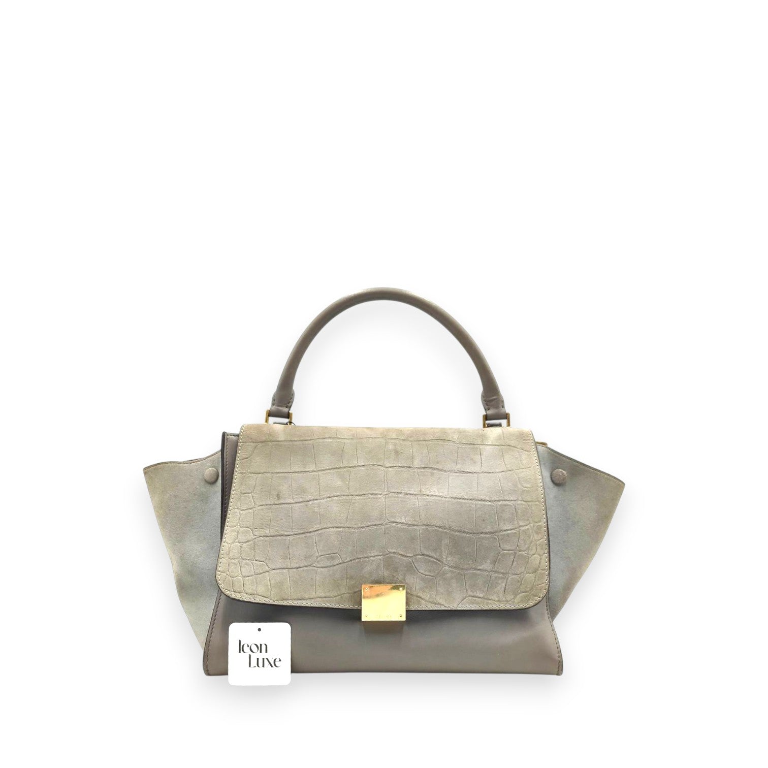 Celine Trapeze Croc Embossed In Grey