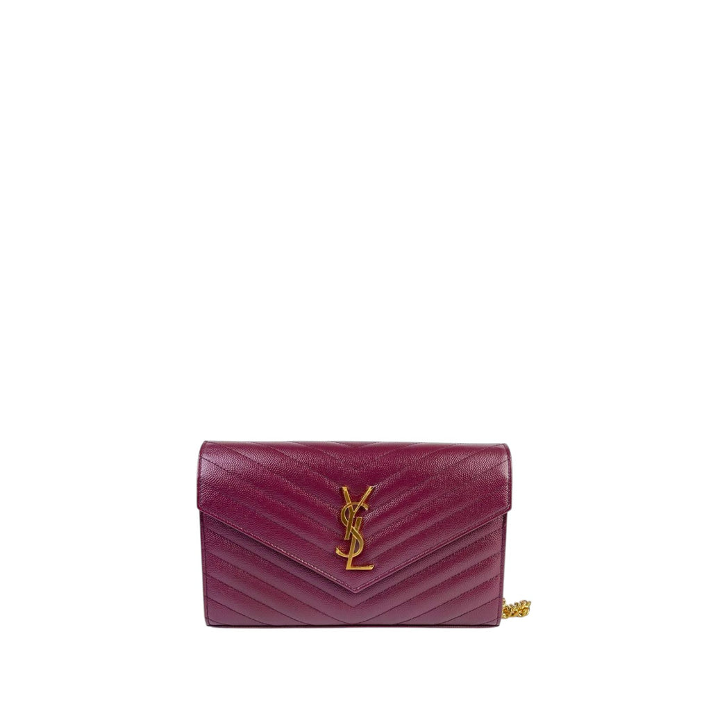 Saint Laurent Paris Cassandra Leather Chain Wallet