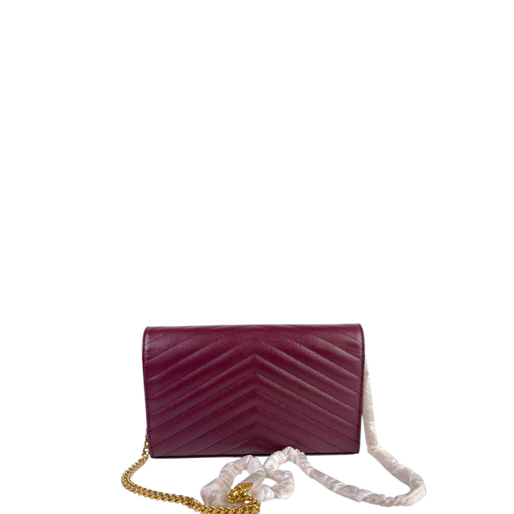 Saint Laurent Paris Cassandra Leather Chain Wallet