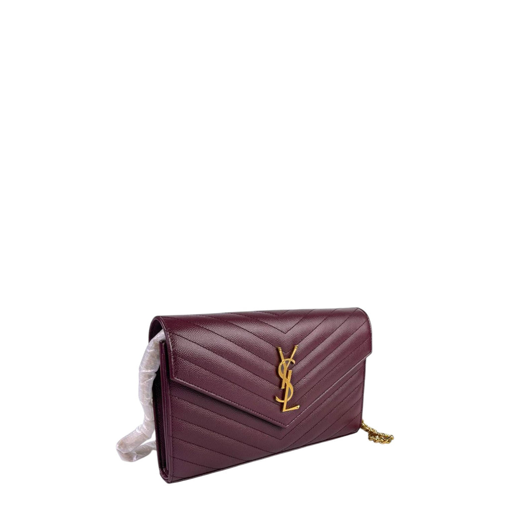 Saint Laurent Paris Cassandra Leather Chain Wallet