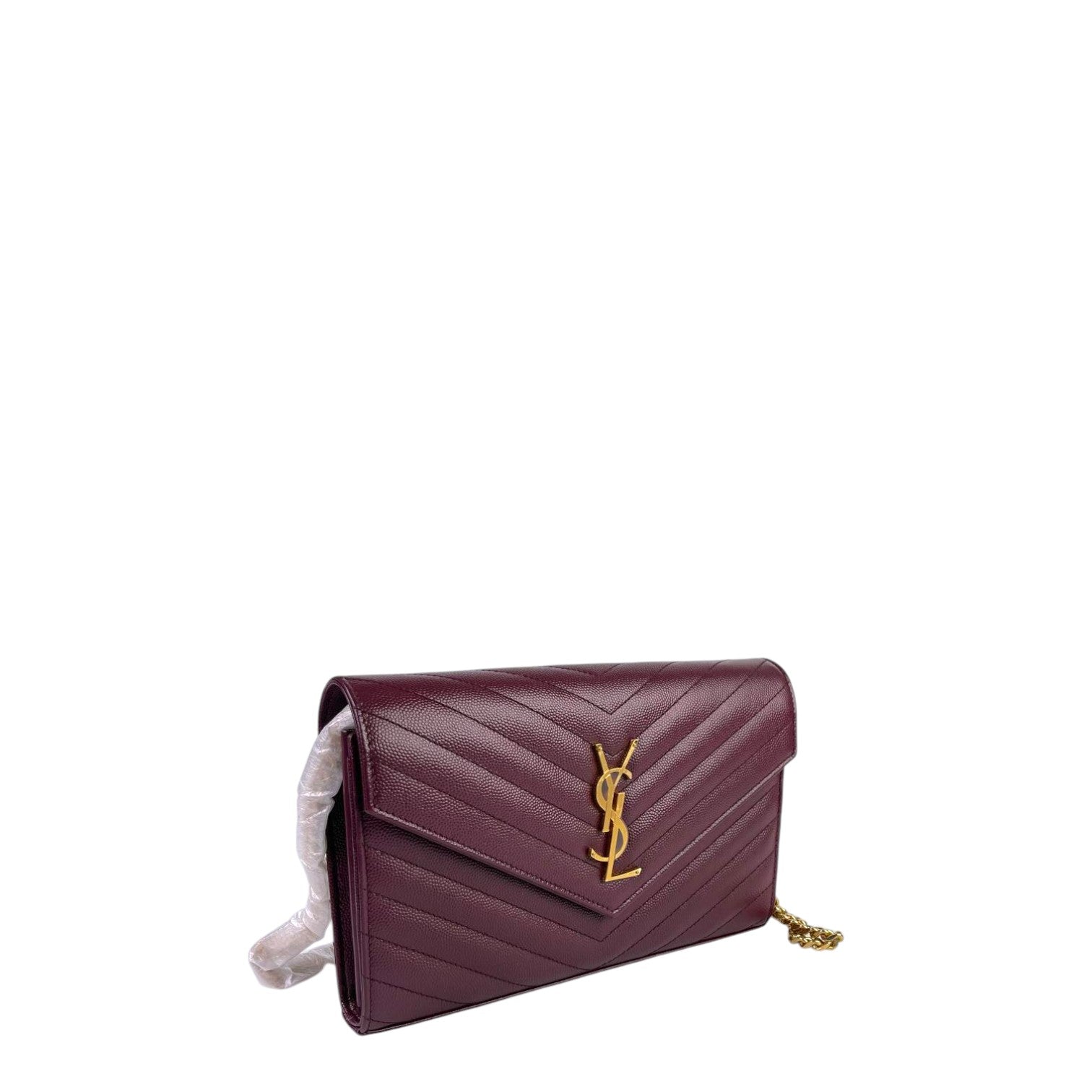 Saint Laurent Paris Cassandra Leather Chain Wallet