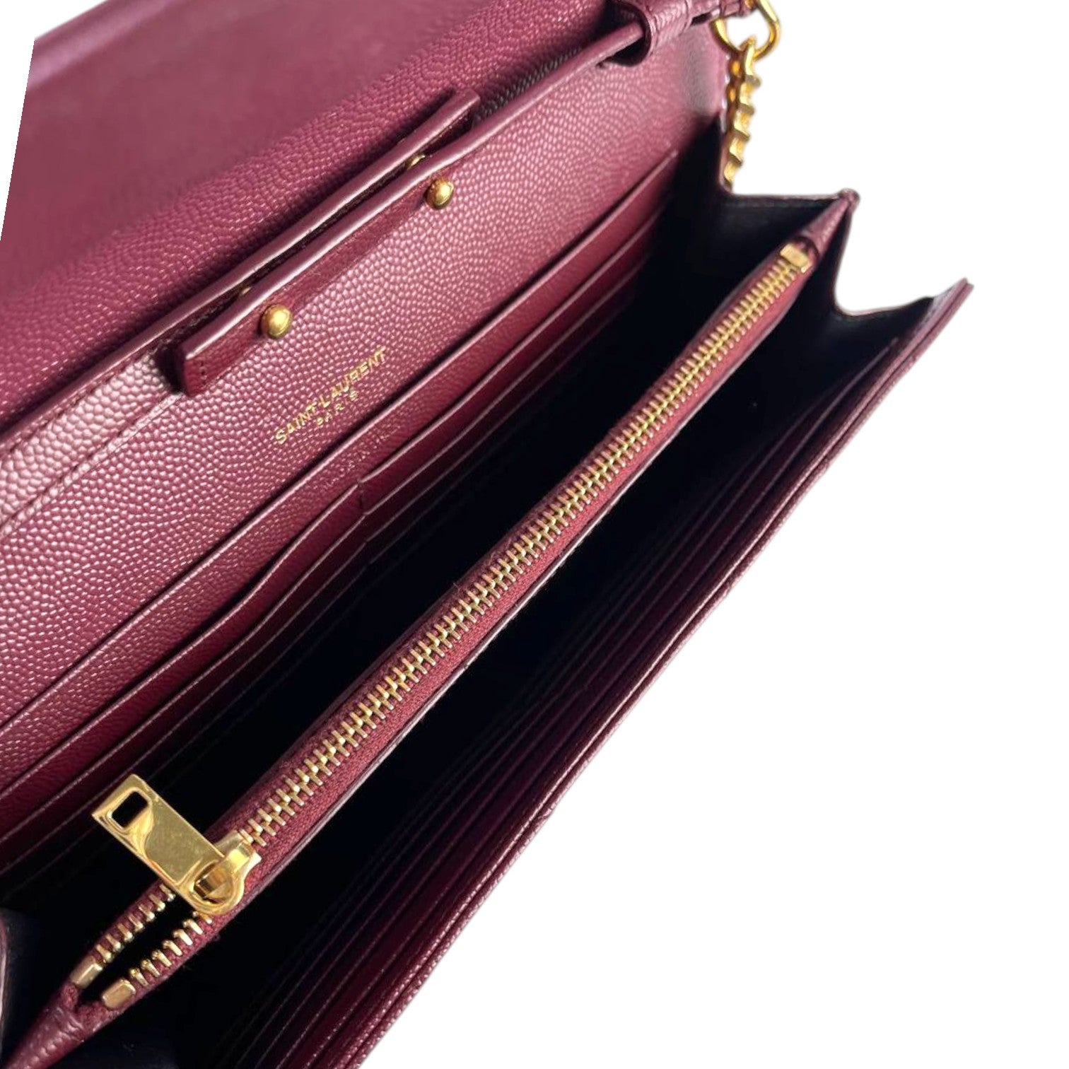 Saint Laurent Paris Cassandra Leather Chain Wallet