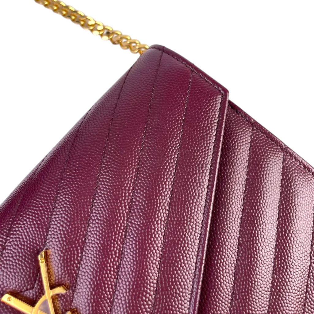 Saint Laurent Paris Cassandra Leather Chain Wallet