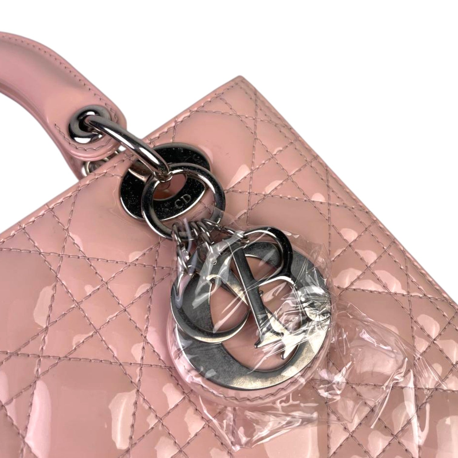Dior Lady Dior Pink Patent Medium, Recoloured