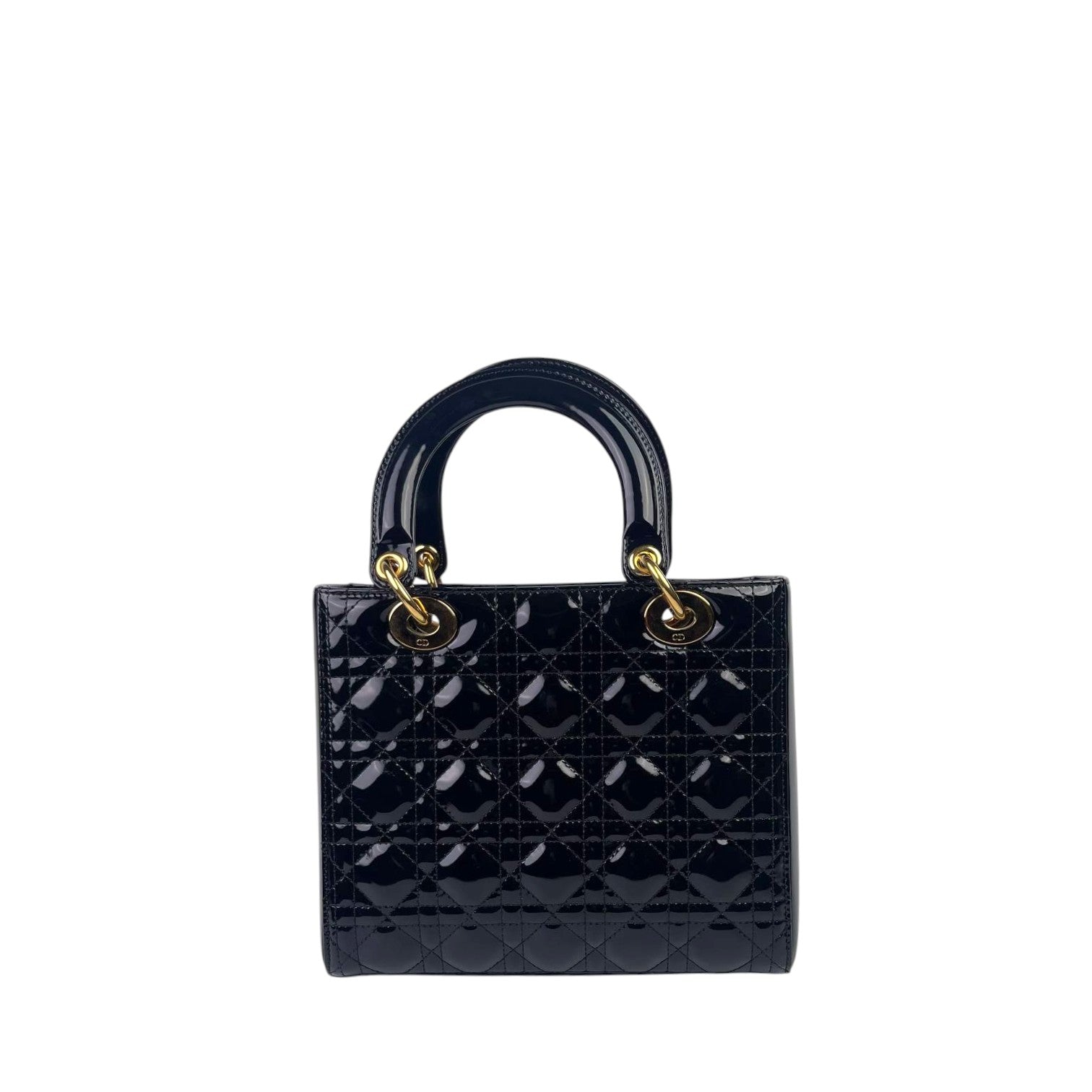Dior Lady Dior Medium Patent Blak GHW