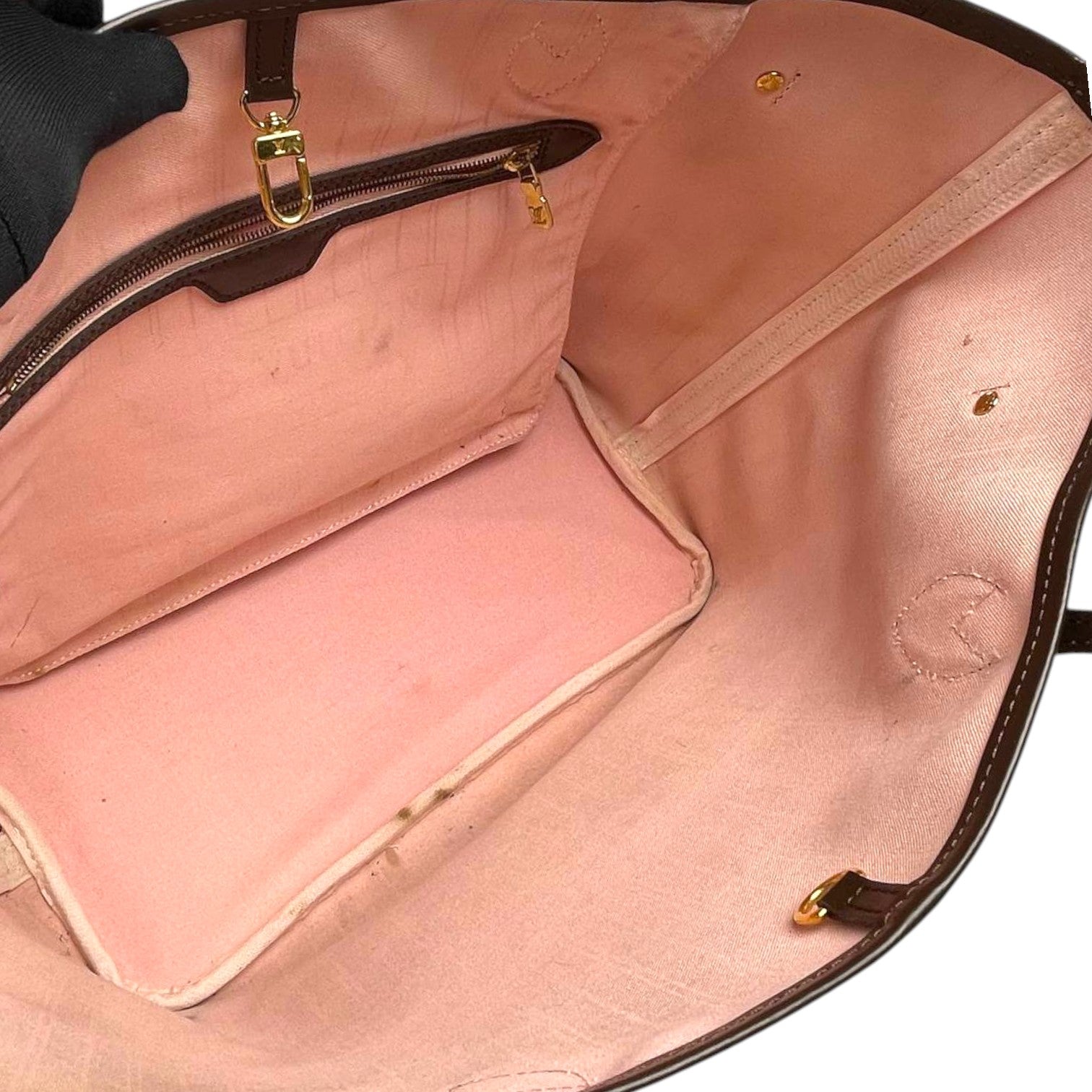 Iv neverfull mm damier ebene pink lining 2018