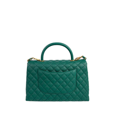 Chanel Green Caviar Quilted Coco Handle Flap Bag