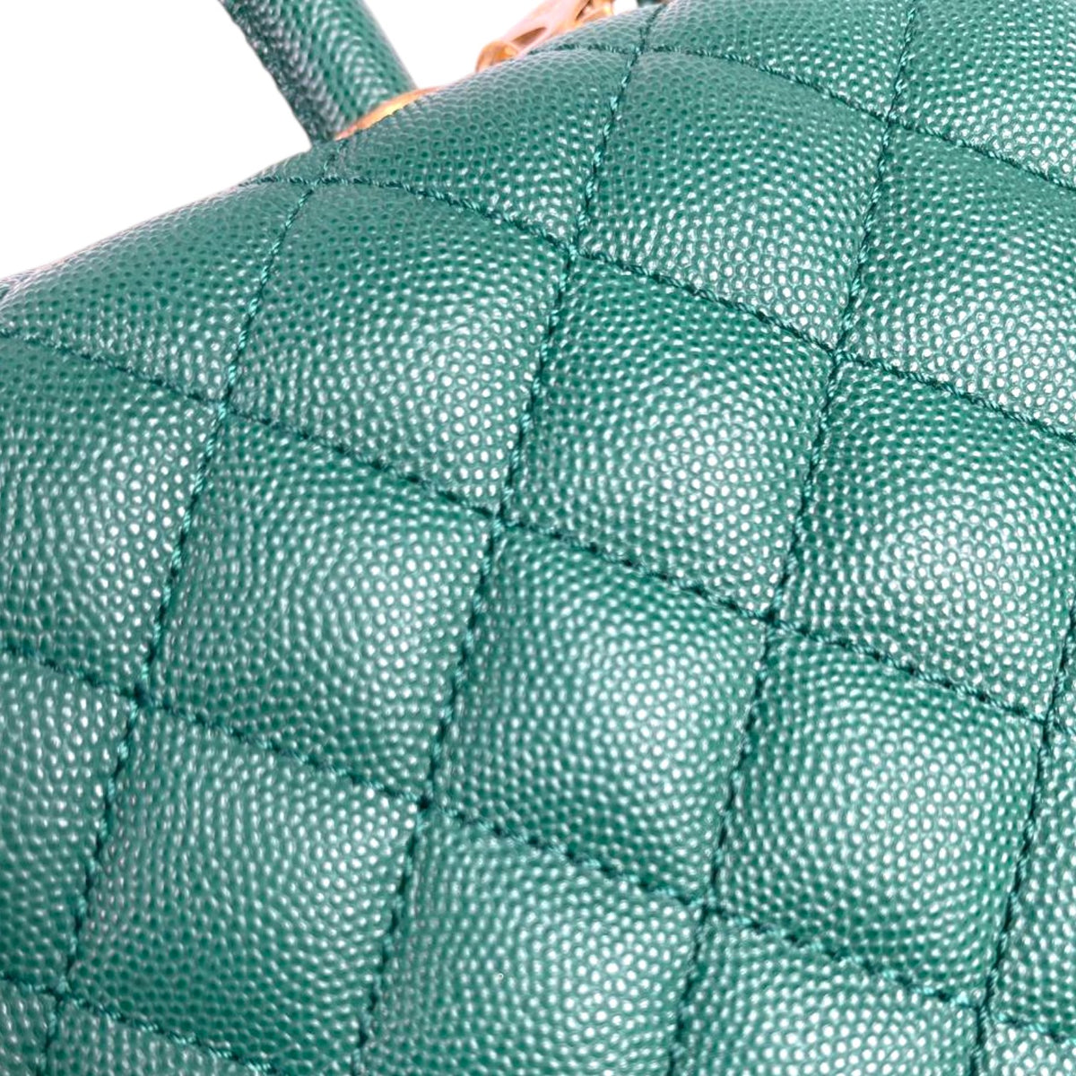 Chanel Green Caviar Quilted Coco Handle Flap Bag